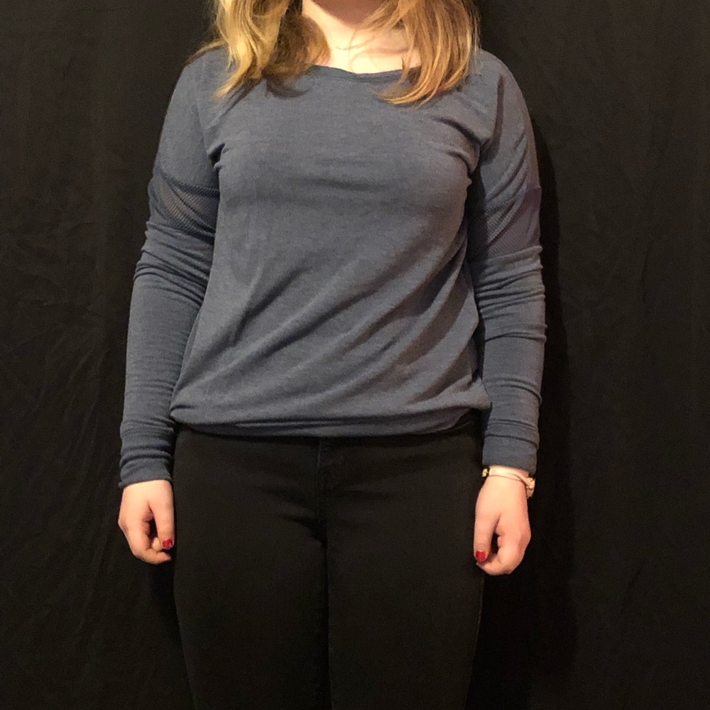 Blue long sleeved yoga shirt